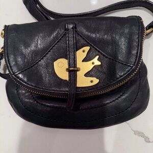 Marc Jacobs Black Crossbody Bag with Gold Bird Accent